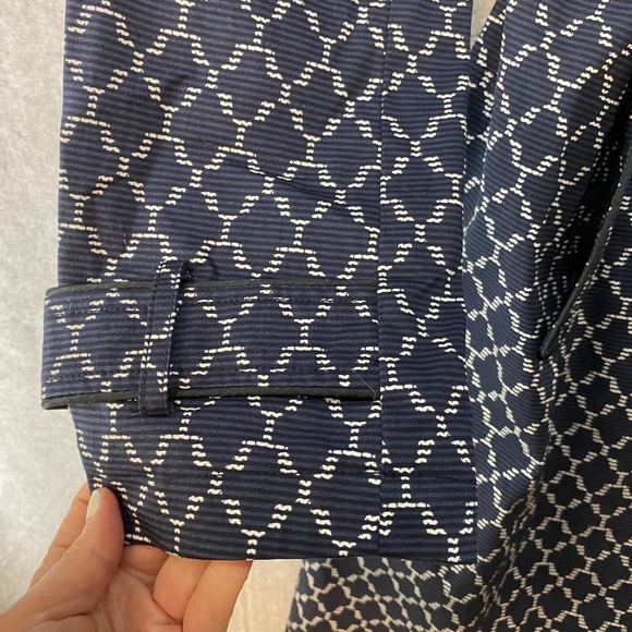 LONG TALL SALLY Size 10US Navy Blue White Trench Coat Belted Jacket UK RARE FIND - Picture 6 of 12